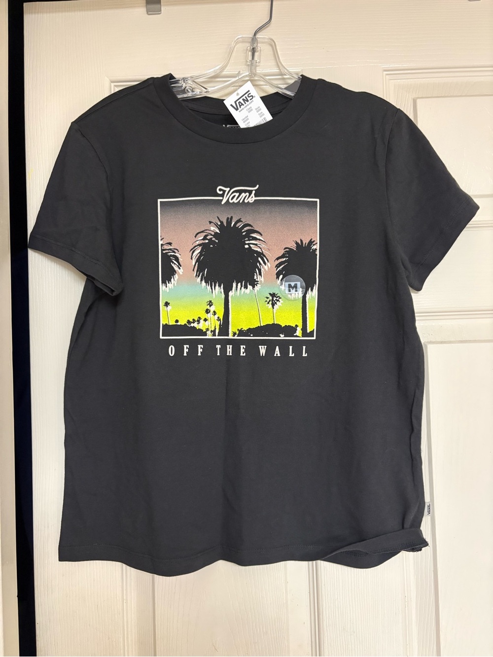 Vans Black Logo Tee with Checker Detail